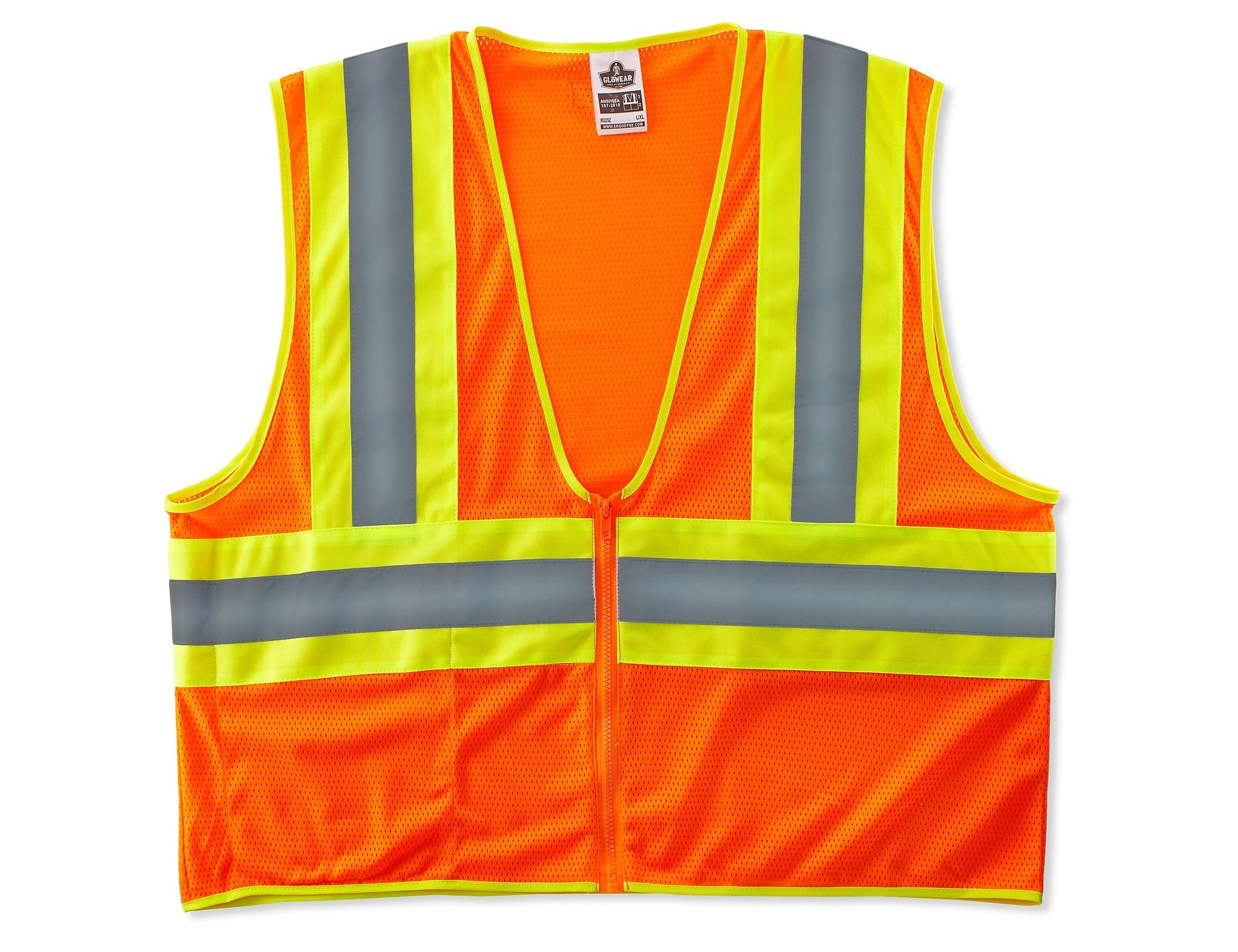 Ergodyne GloWear 8229Z High Visibility Sleeveless Safety Vest, ANSI Class R2, Orange, S/M