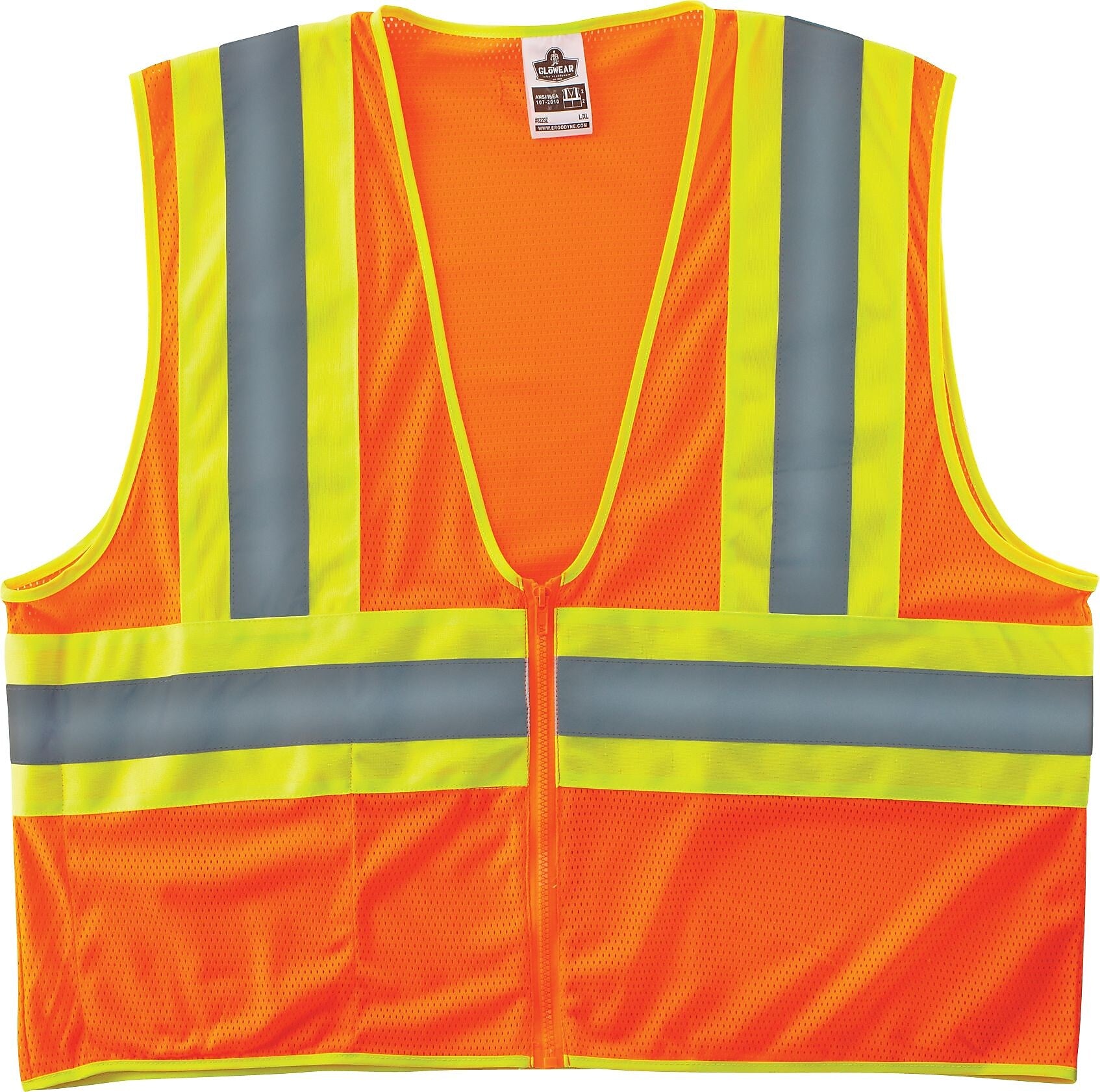 Ergodyne GloWear 8229Z High Visibility Sleeveless Safety Vest, ANSI Class R2, Orange, S/M