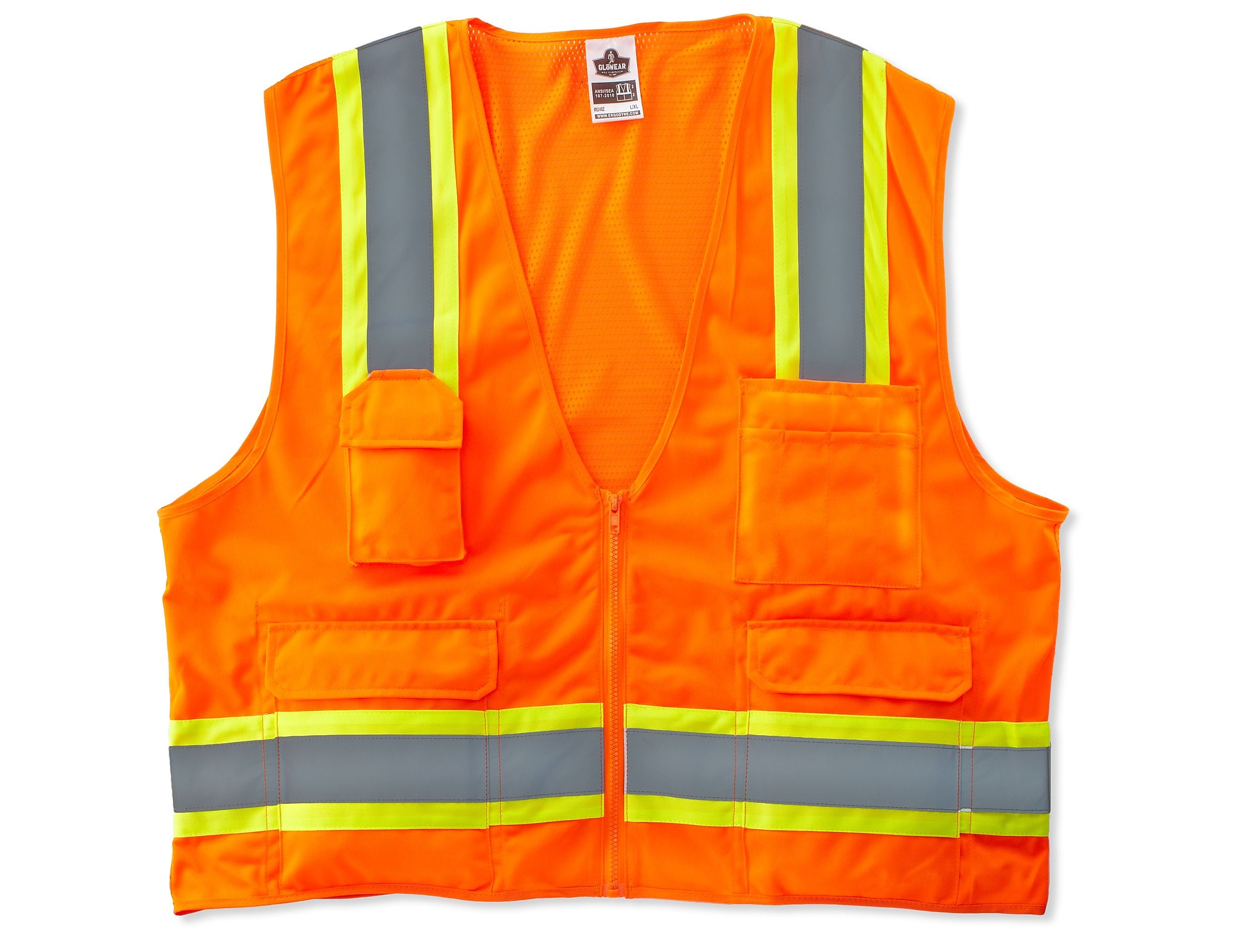Ergodyne GloWear 8248Z High Visibility Sleeveless Safety Vest, ANSI Class R2, Orange, S/M
