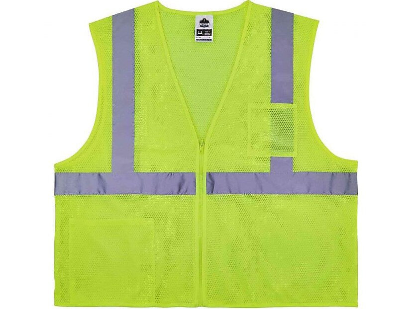 Ergodyne GloWear 8256Z High-Visibility Zipper Safety Vest, Class 2, 2XL/3XL, Lime