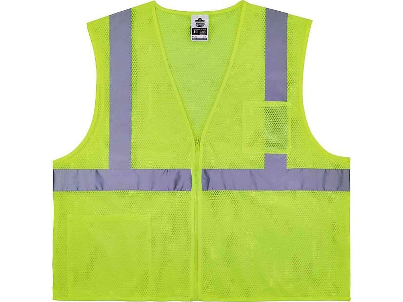 Ergodyne GloWear 8256Z High-Visibility Zipper Safety Vest, Class 2, 4XL/5XL, Lime