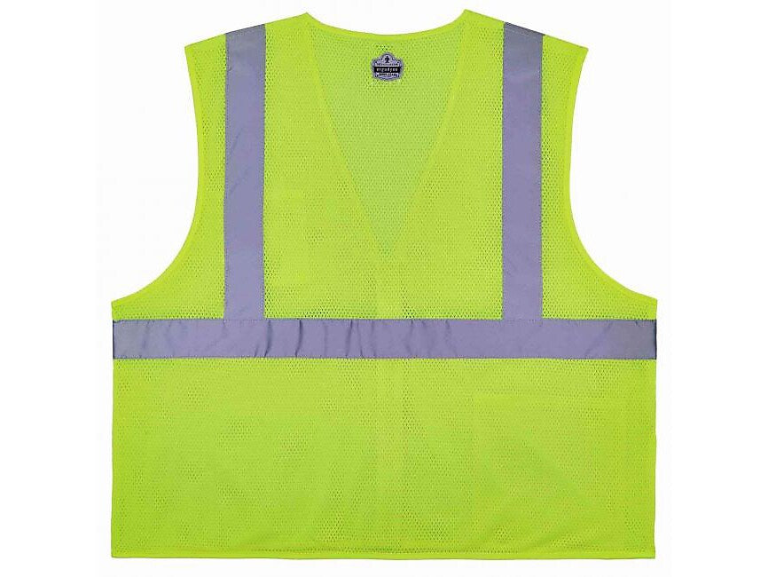 Ergodyne GloWear 8256Z High-Visibility Zipper Safety Vest, Class 2, Large/X-Large, Lime