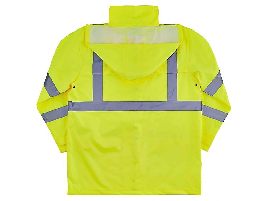 Ergodyne GloWear 8366 Lightweight High-Visibility Rain Jacket, ANSI Class R3, Lime, 3XL