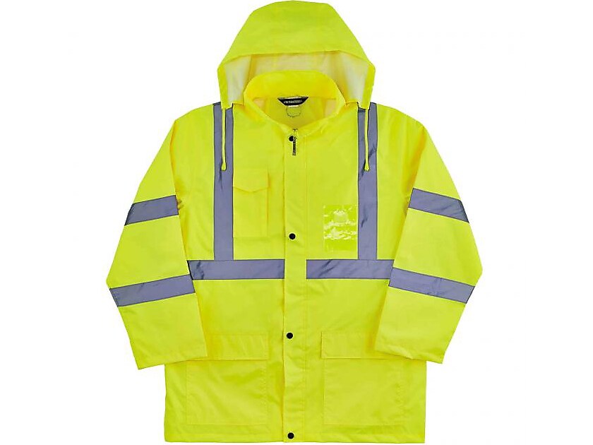 Ergodyne GloWear 8366 Lightweight High-Visibility Rain Jacket, ANSI Class R3, Lime, 4XL