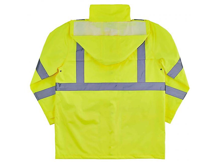 Ergodyne GloWear 8366 Lightweight High-Visibility Rain Jacket, ANSI Class R3, Lime, Large