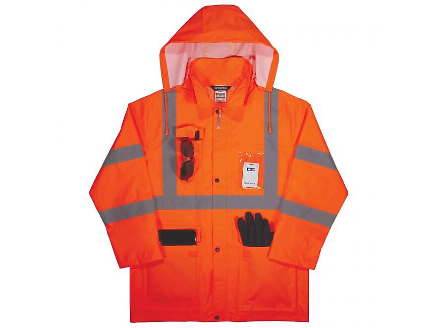 Ergodyne GloWear 8366 Lightweight High-Visibility Rain Jacket, ANSI Class R3, Orange, 2XL