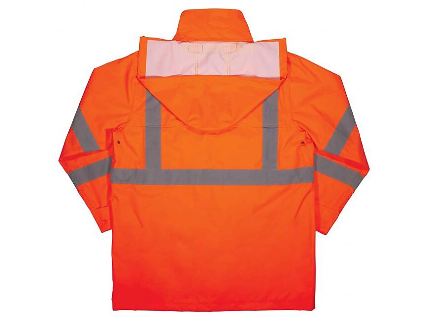 Ergodyne GloWear 8366 Lightweight High-Visibility Rain Jacket, ANSI Class R3, Orange, X-Large