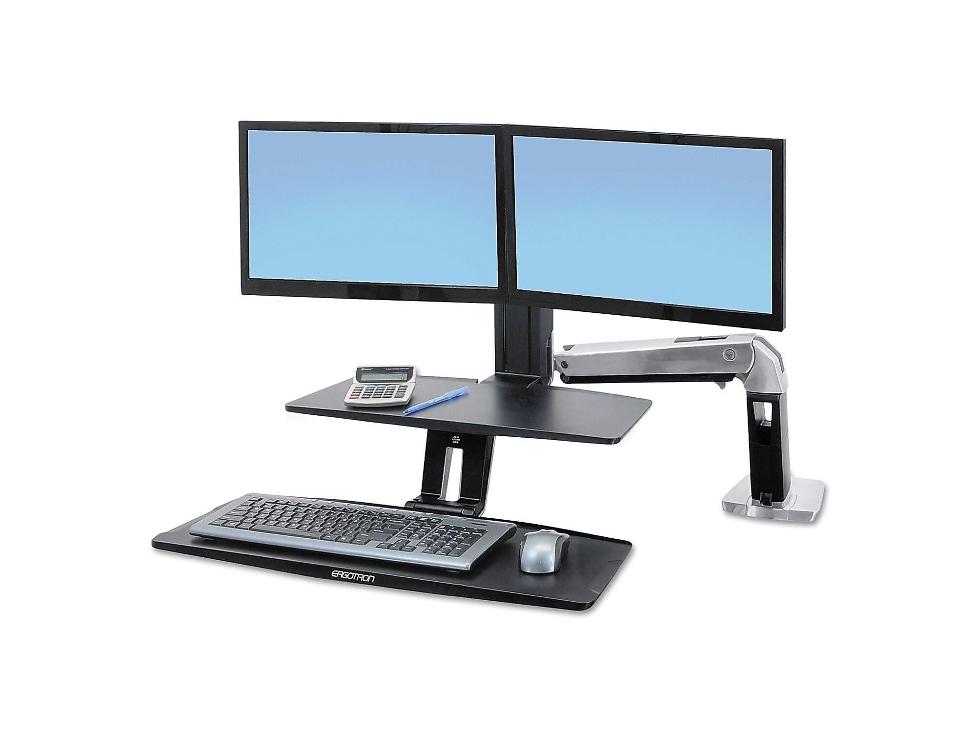 Ergotron WorkFit-A Dual Adjustable Aluminum Desk Converter