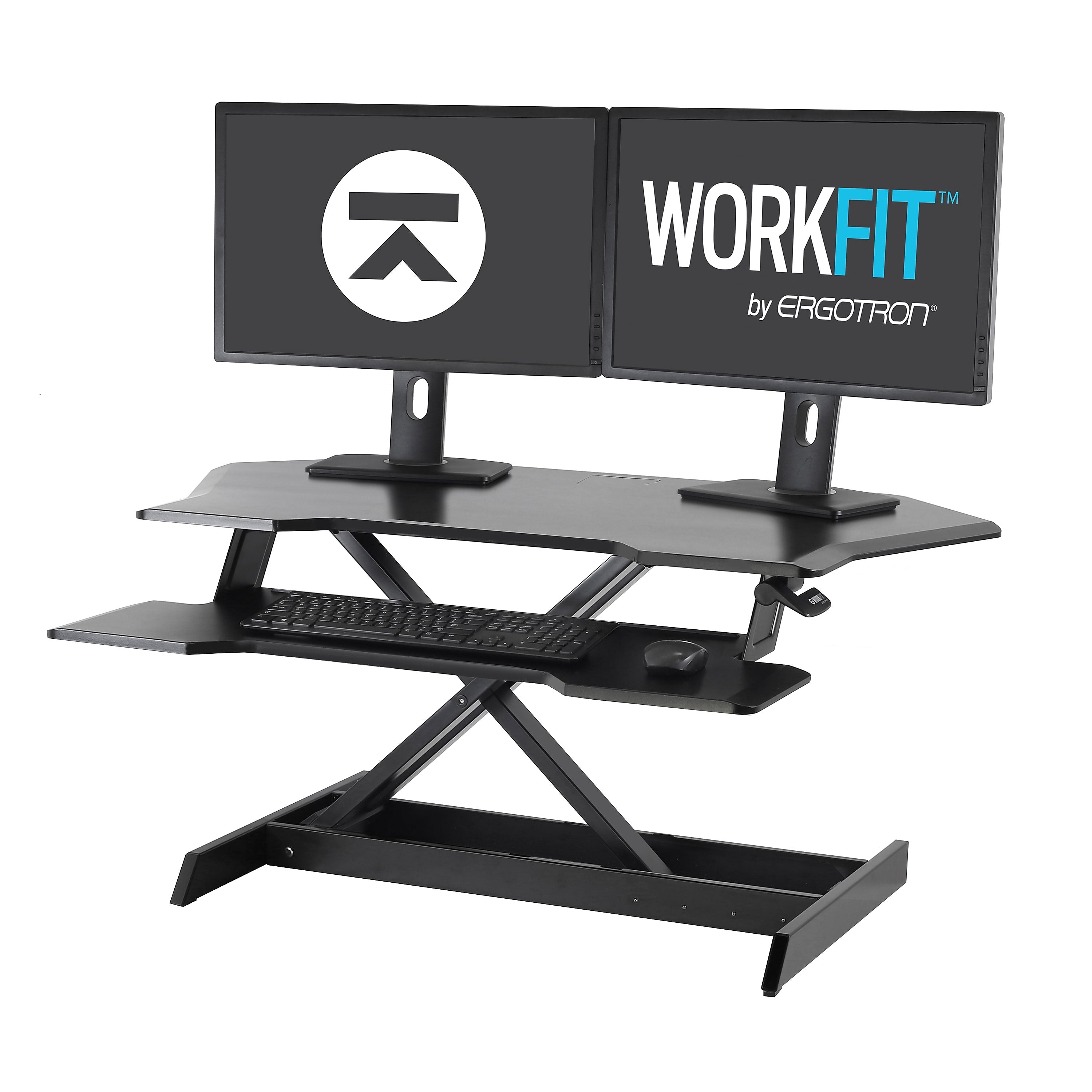 Ergotron WorkFit Corner Adjustable Standing Desk Converter, Black