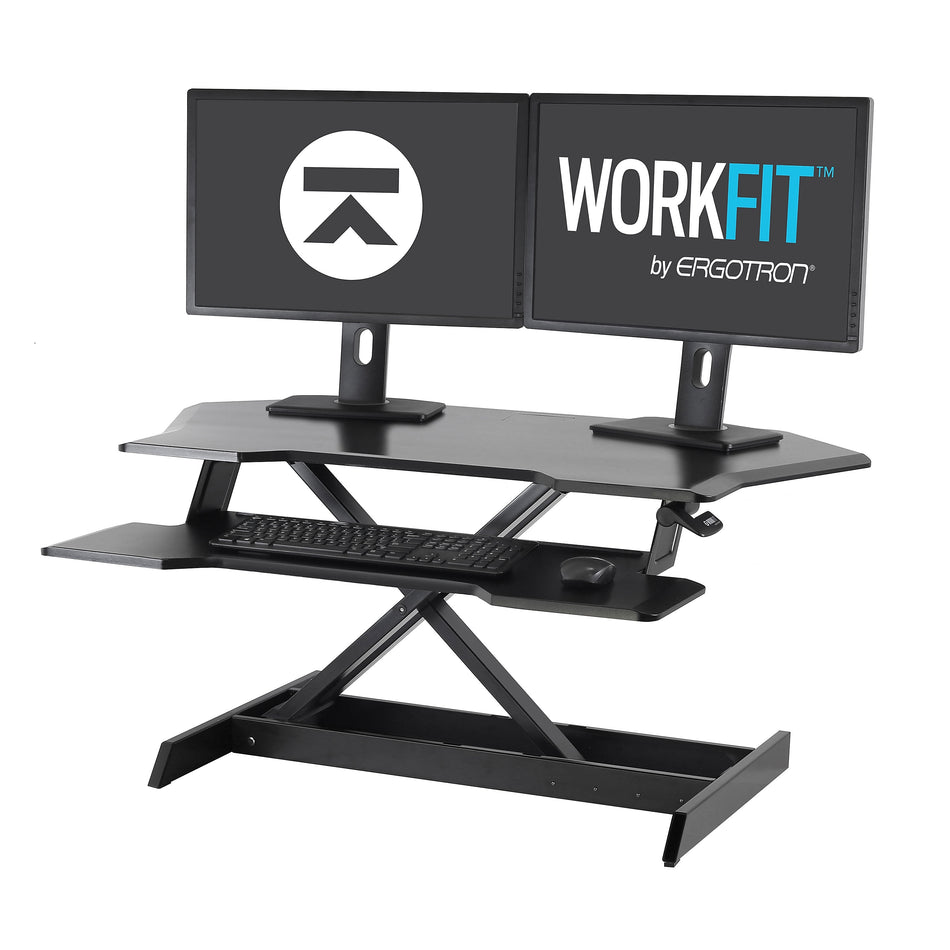 Ergotron WorkFit Corner Adjustable Standing Desk Converter, Black