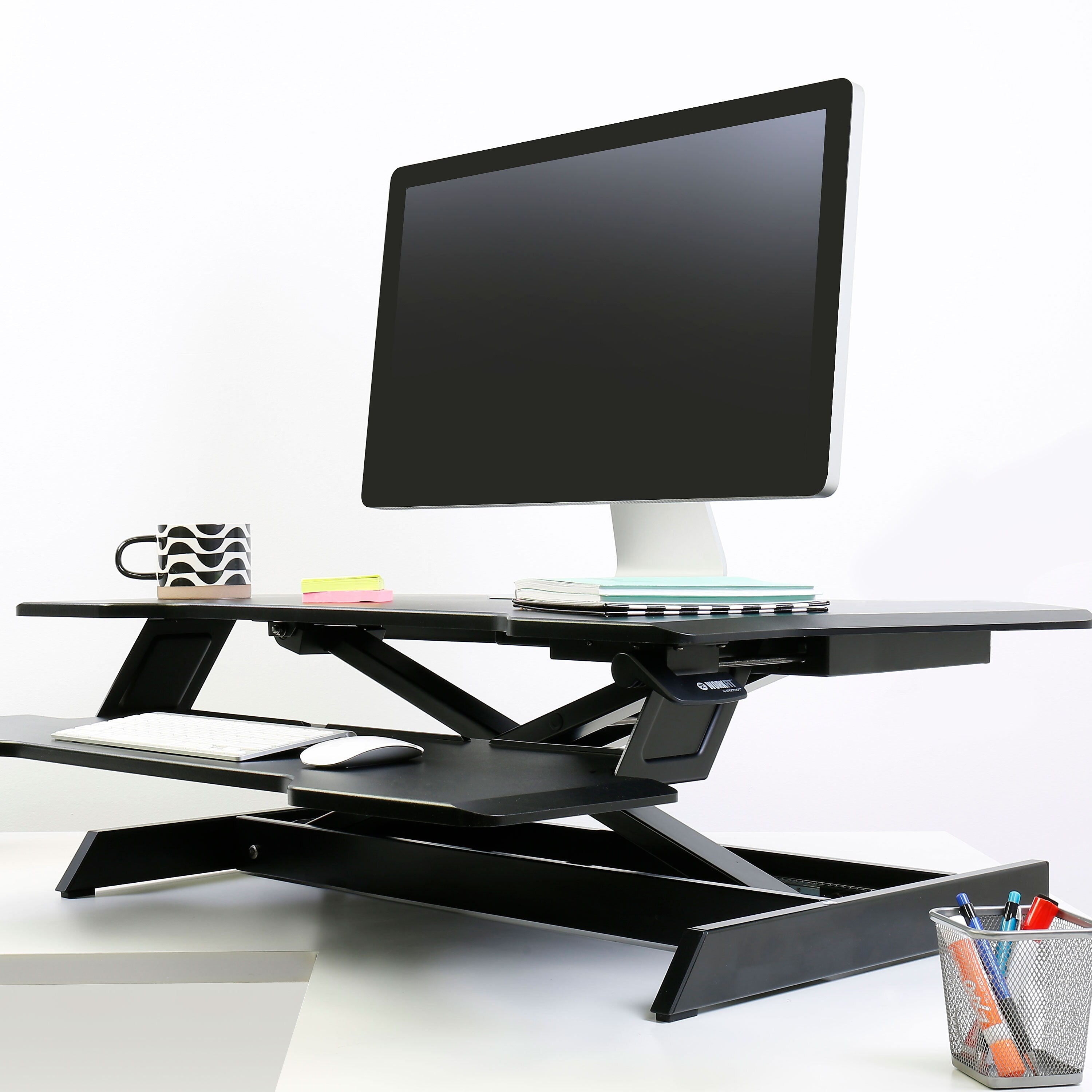 Ergotron WorkFit Corner Adjustable Standing Desk Converter, Black