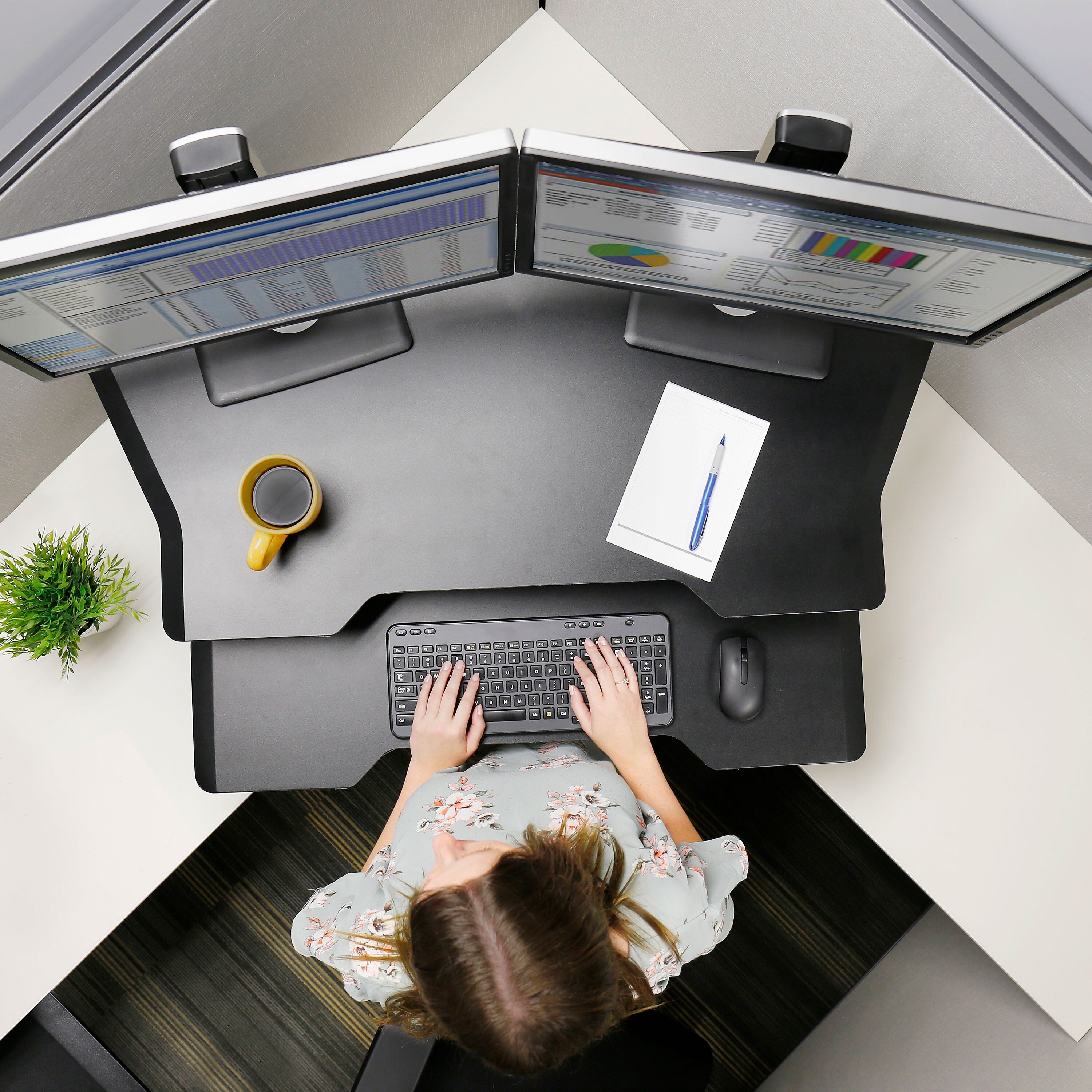 Ergotron WorkFit Corner Adjustable Standing Desk Converter, Black