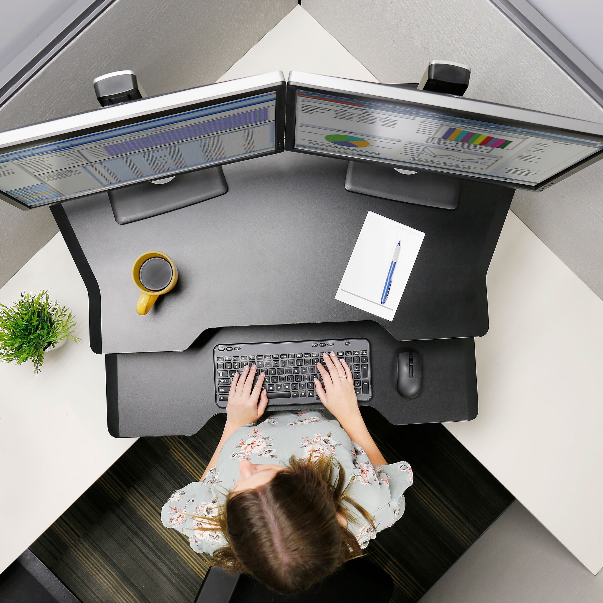 Ergotron WorkFit Corner Adjustable Standing Desk Converter, Black