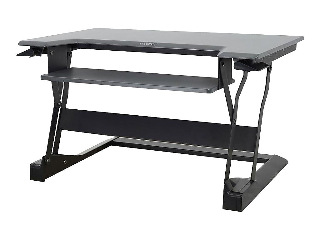 Ergotron WorkFit-T 35"W Adjustable Standing Desk Converter, Black/Dark Gray