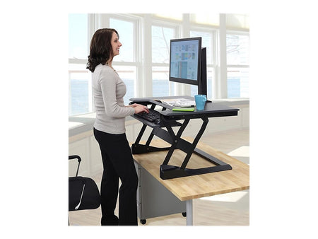 Ergotron WorkFit-T 35"W Adjustable Standing Desk Converter, Black/Dark Gray