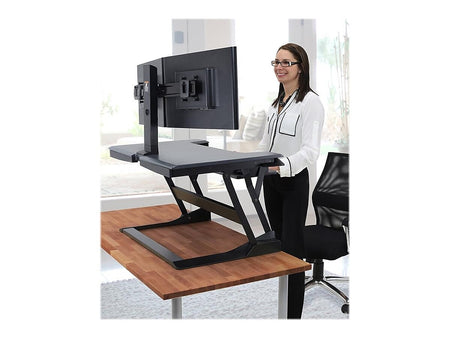 Ergotron WorkFit-T 35"W Adjustable Standing Desk Converter, Black/Dark Gray