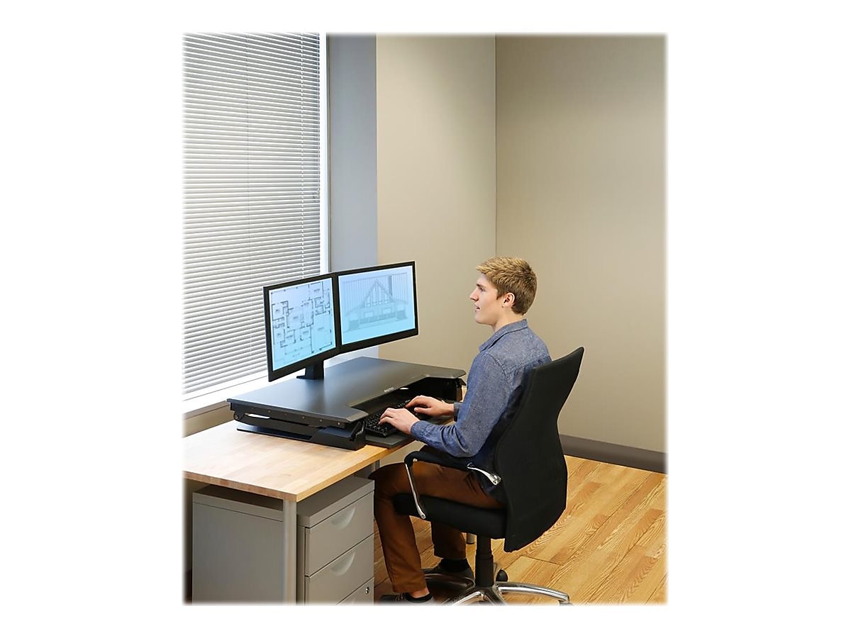 Ergotron WorkFit-TL 38"W Adjustable Standing Desk Converter, Black/Dark Gray