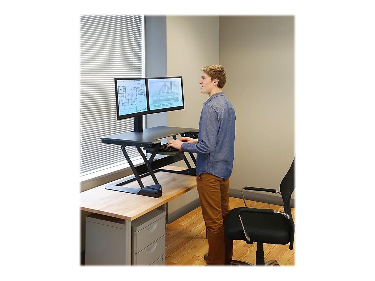 Ergotron WorkFit-TL 38"W Adjustable Standing Desk Converter, Black/Dark Gray