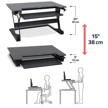 Ergotron WorkFit-TL 38"W Adjustable Standing Desk Converter, Black/Dark Gray