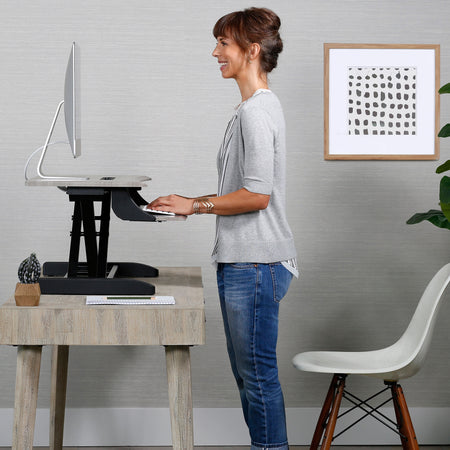 Ergotron WorkFit-Z Mini Adjustable Standing Desk Converter, Gray Woodgrain