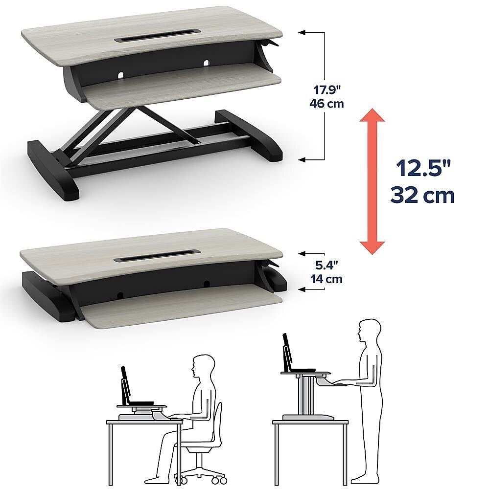 Ergotron WorkFit-Z Mini Adjustable Standing Desk Converter, Gray Woodgrain