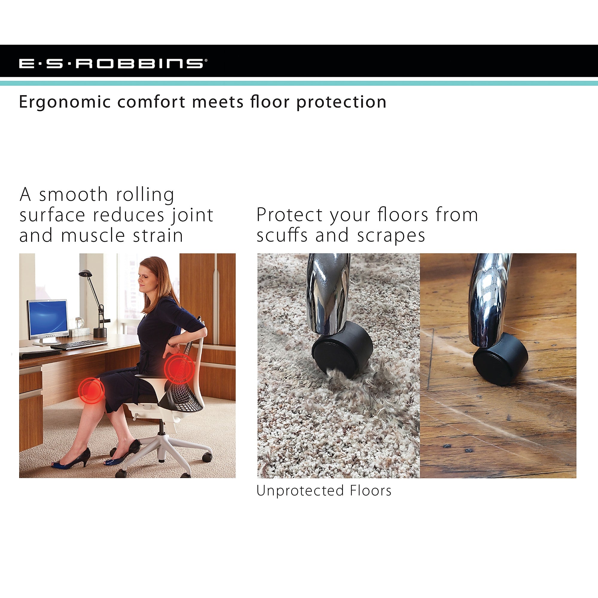 E.S. Robbins Anchormat Carpet Chair Mat, 46