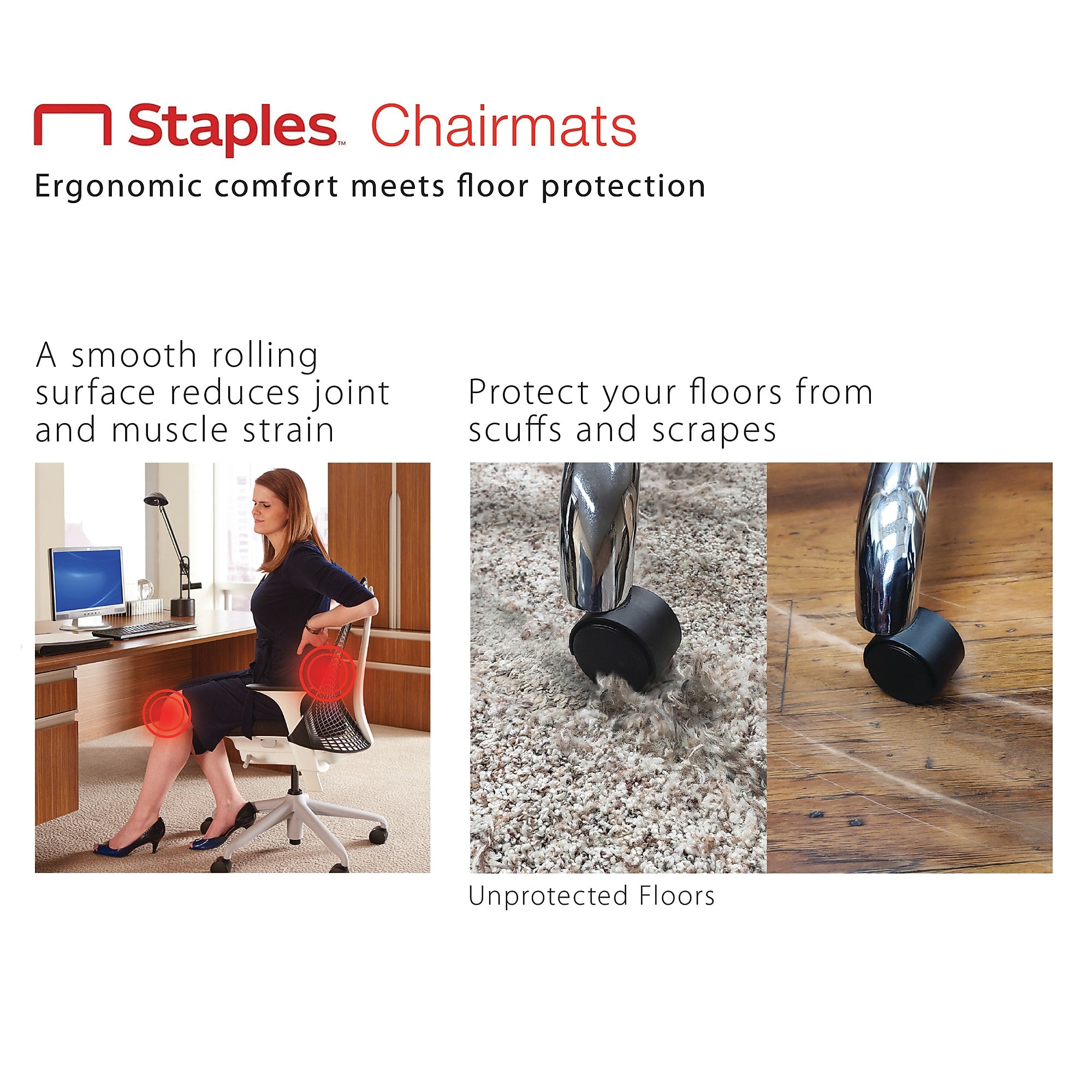 E.S. Robbins Anchormat Chair Mat for Hard Floors, 46