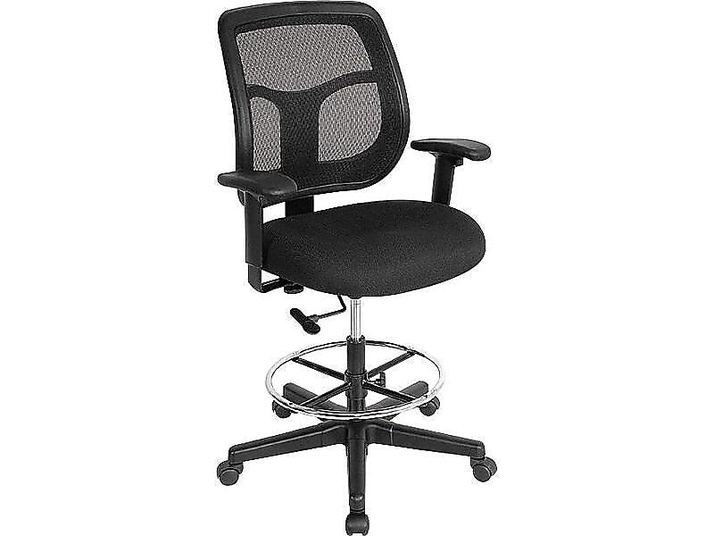 EuroTech Apollo Mesh Fabric Back Fabric Drafting Chair, Black
