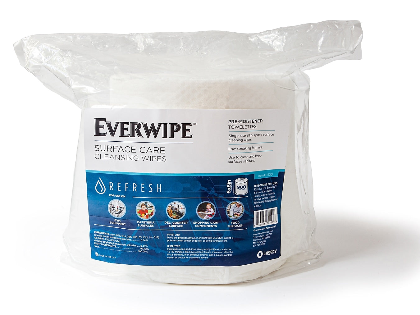 Everwipe Cleaning and Deodorizing Wipes, 900/Bag, 4 Bags/Carton 3600 Pieces/Carton