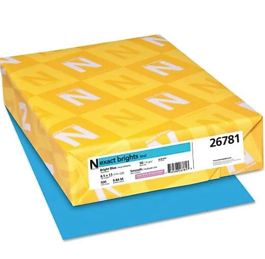 Exact Brights Colored Paper, 20 lbs., 8.5