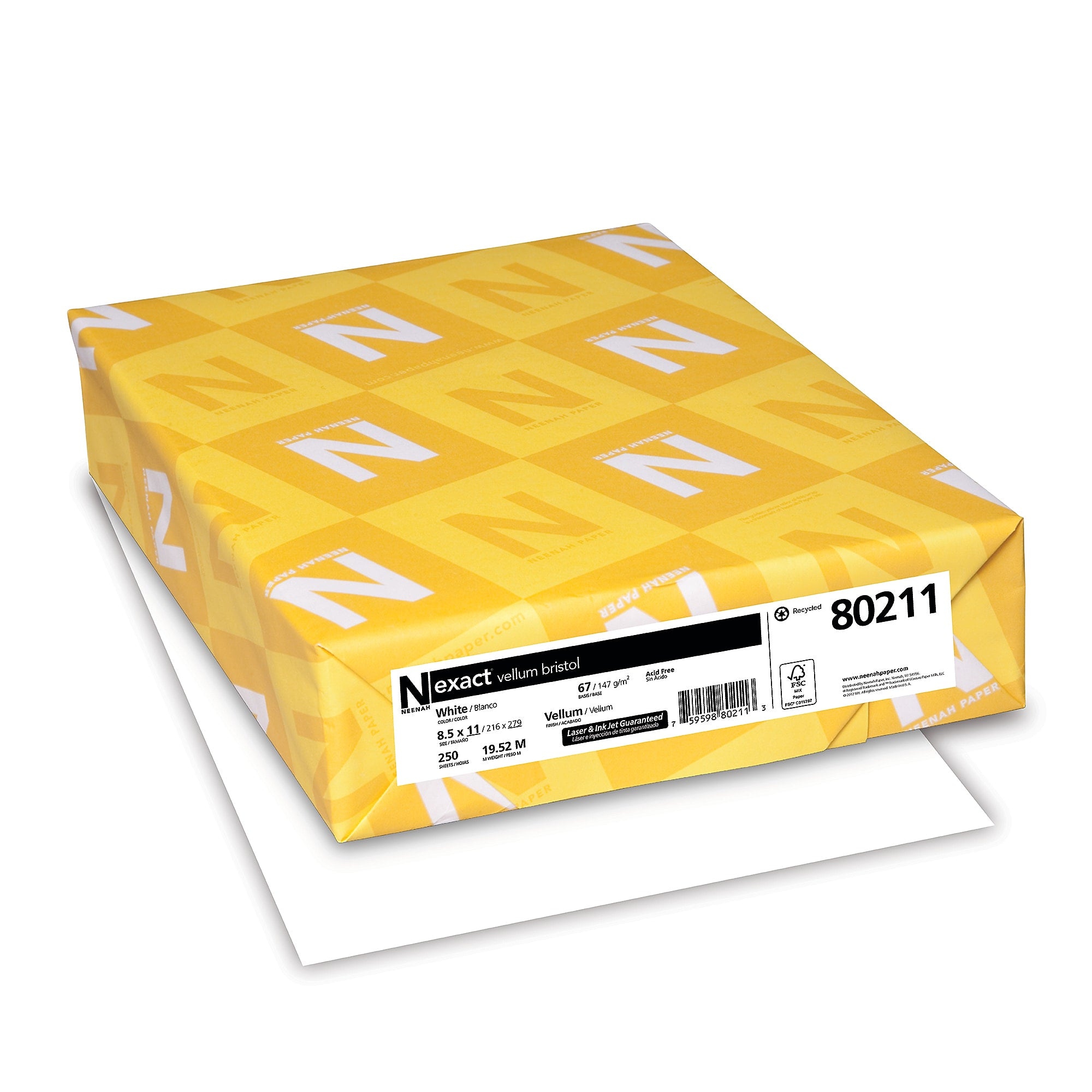 Exact Vellum Bristol 67 lb. Cardstock Paper, 8.5