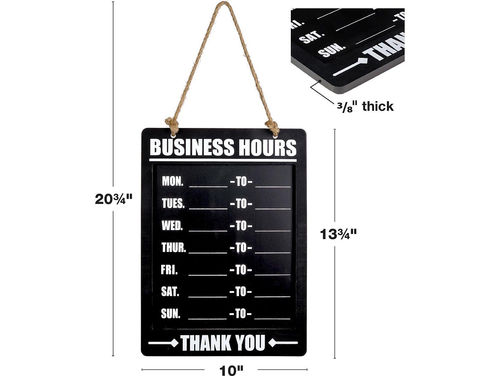 Excello Global Products Business Hours Indoor/Outdoor Hanging Chalkboard, 10