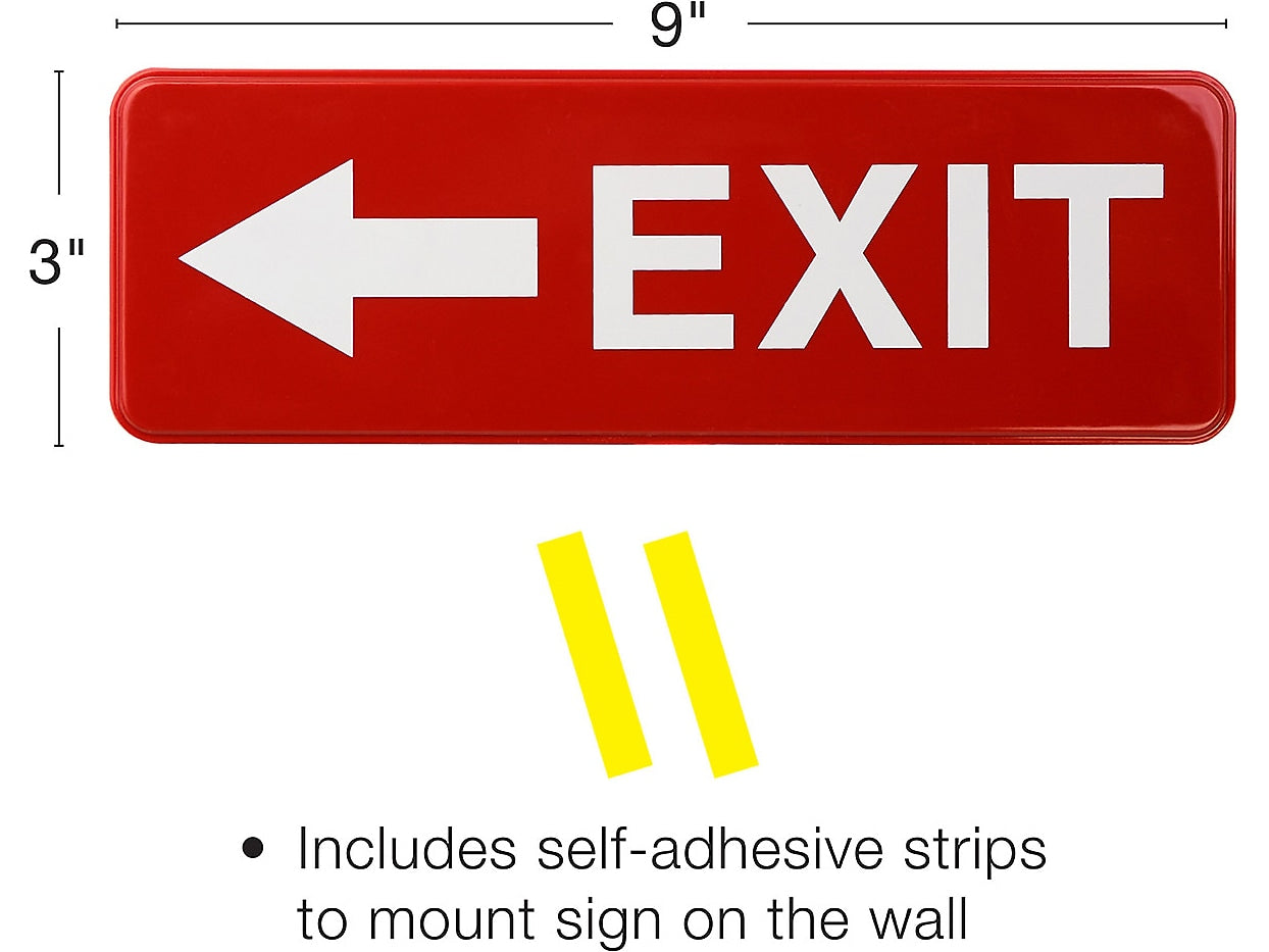 Excello Global Products Emergency Exit Indoor/Outdoor Wall Sign, 9