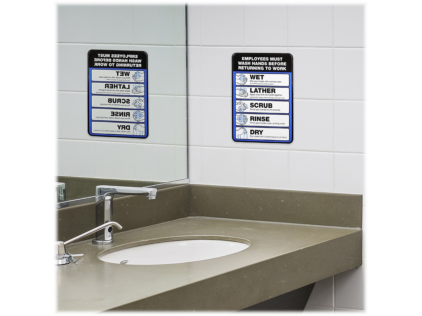 Excello Global Products Employees Must Wash Hands Indoor Wall Sign, 5