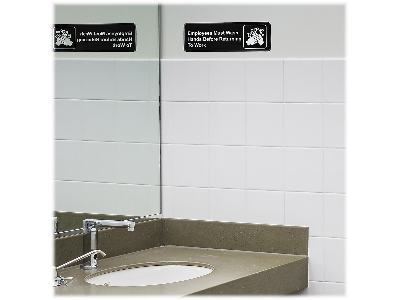 Excello Global Products Employees Must Wash Hands Indoor Wall Sign, 9