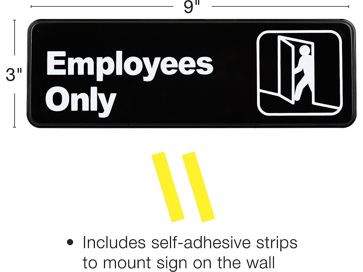 Excello Global Products Employees Only Indoor/Outdoor Wall Sign, 9