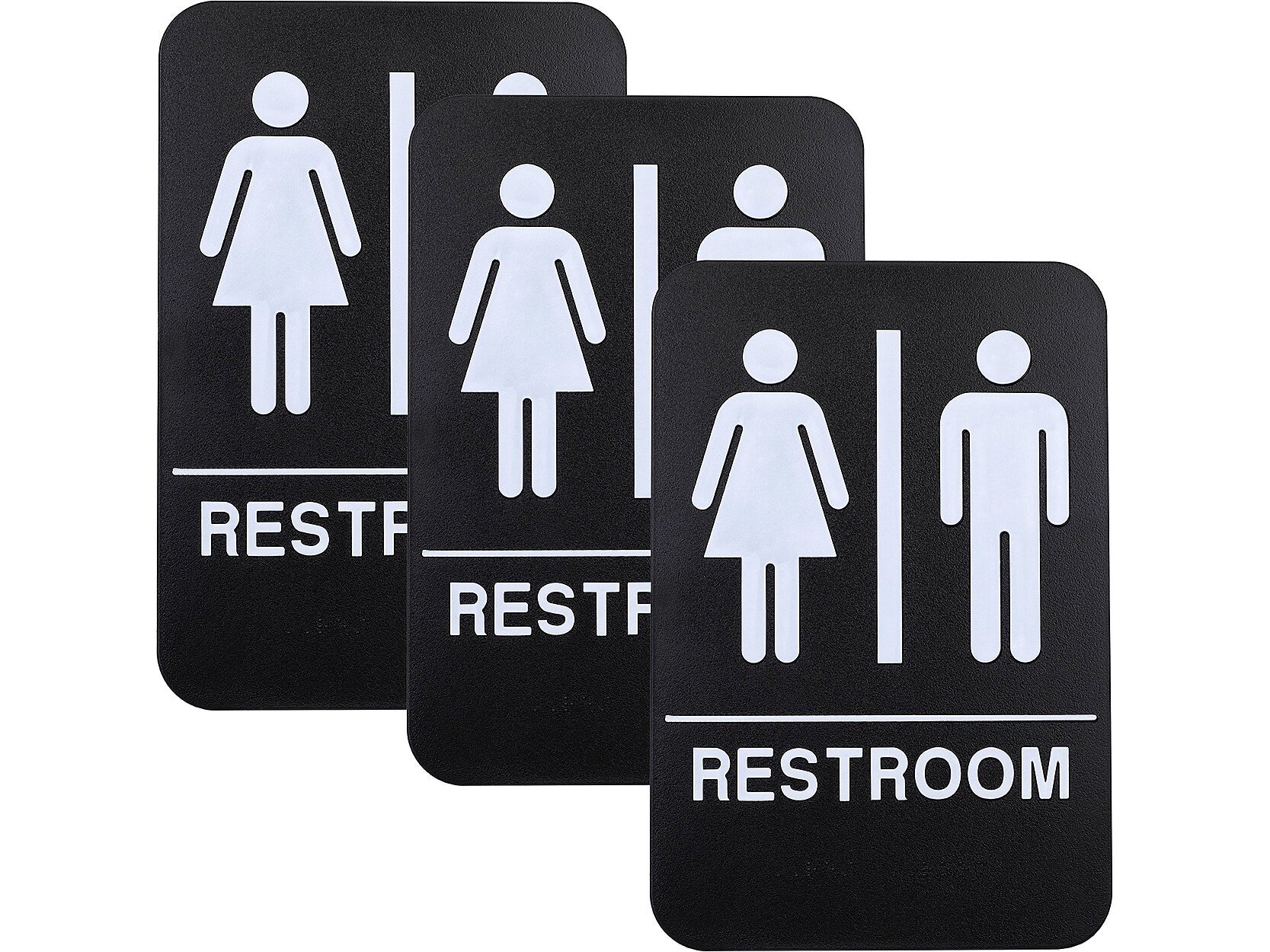 Excello Global Products Indoor/Outdoor Restroom Wall Sign with Braille Text, 6