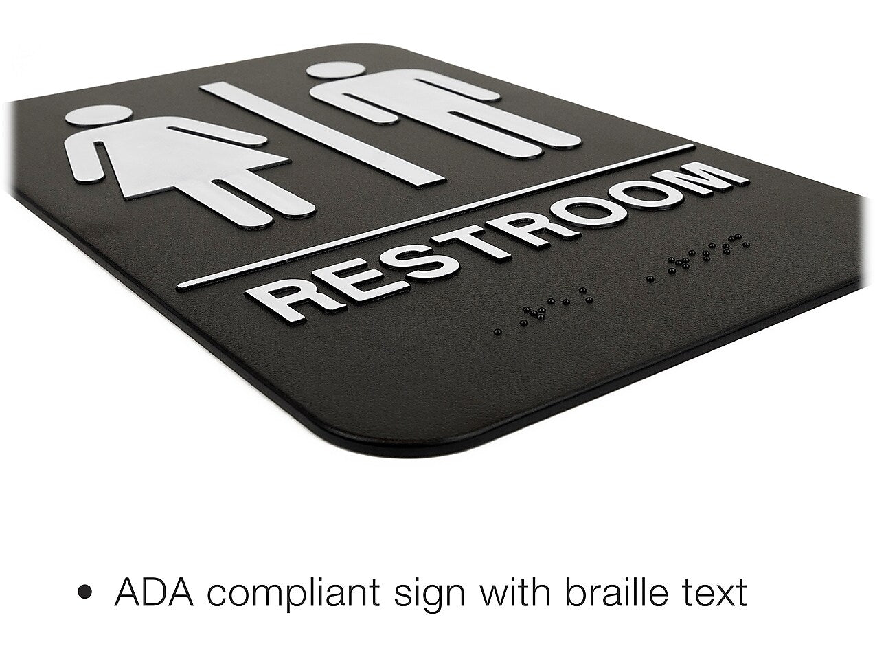 Excello Global Products Indoor/Outdoor Restroom Wall Sign with Braille Text, 6