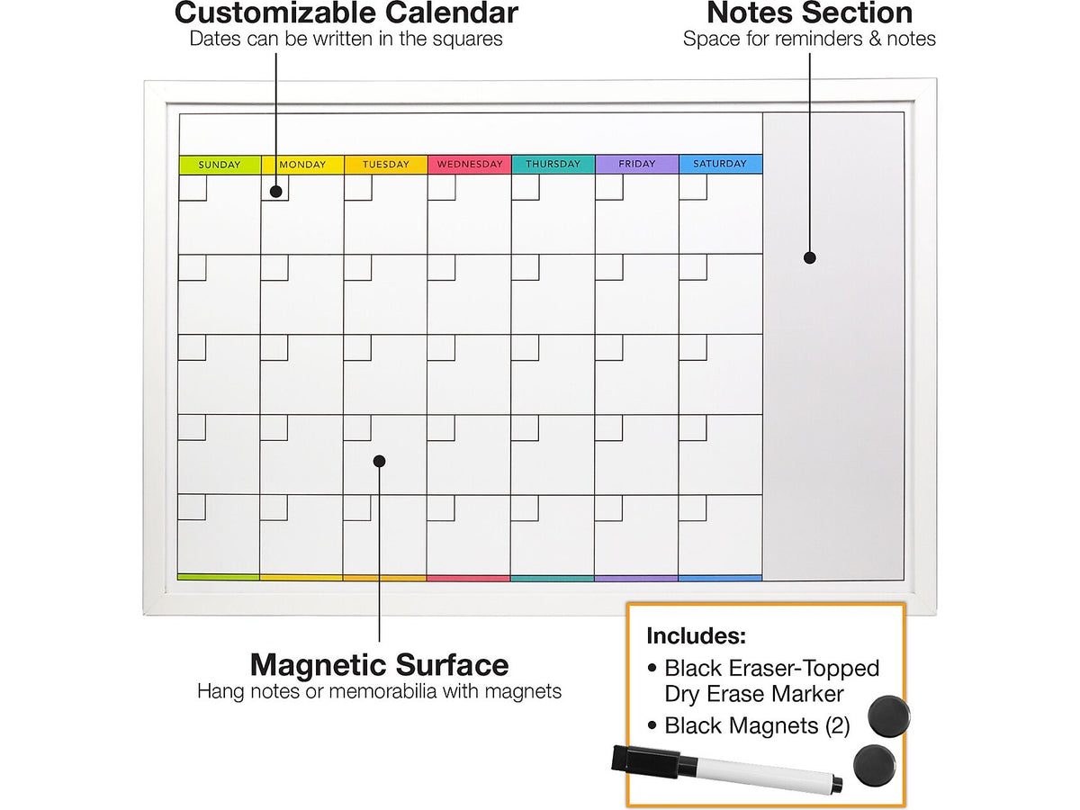 Excello Global Products Magnetic Dry-Erase Whiteboard, 20" x 30"