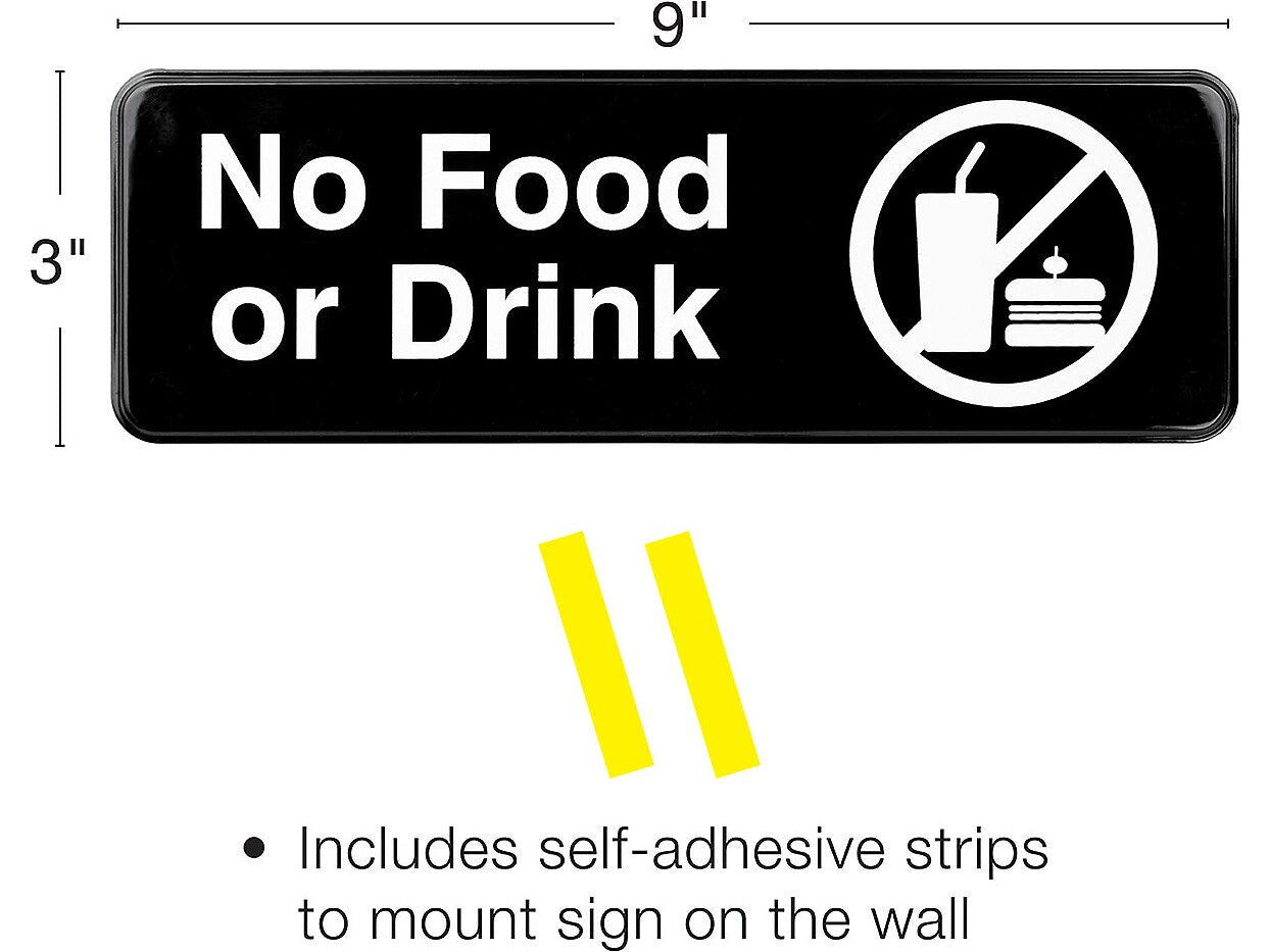 Excello Global Products No Food or Drink Indoor/Outdoor Wall Sign, 9