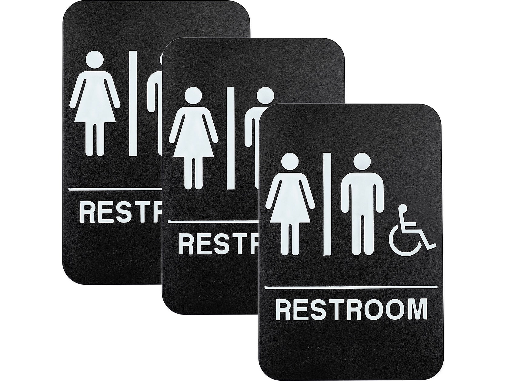 Excello Global Products Restroom Sign with Braille Indoor/Outdoor Wall Sign, 6