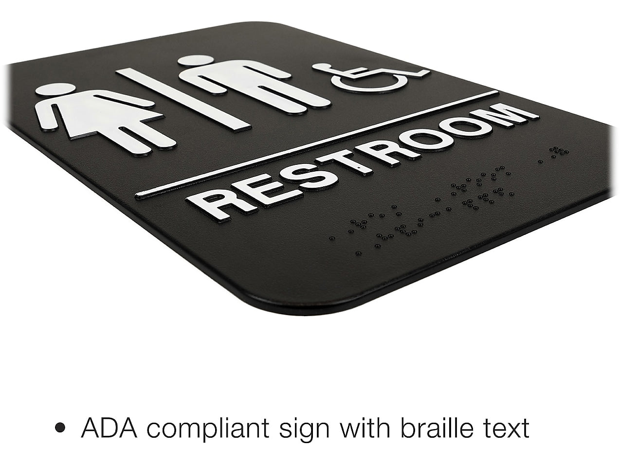 Excello Global Products Restroom Sign with Braille Indoor/Outdoor Wall Sign, 6
