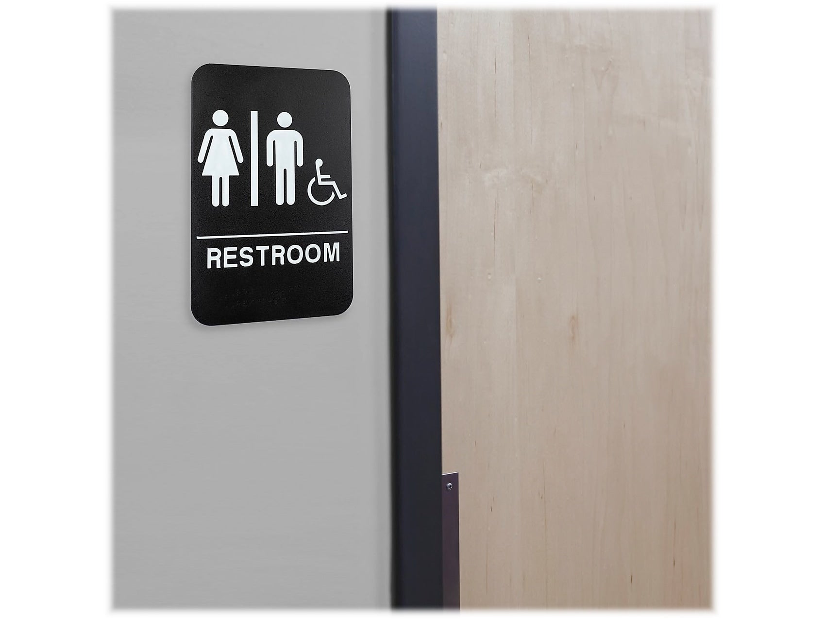 Excello Global Products Restroom Sign with Braille Indoor/Outdoor Wall Sign, 6
