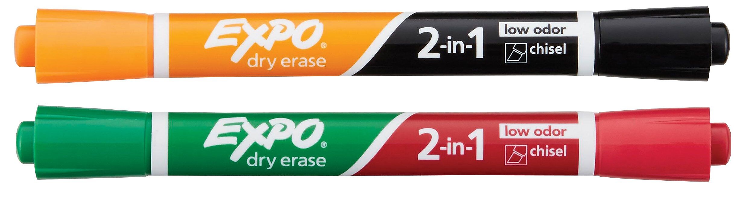 Expo 2-in-1 Dry Erase Markers, Chisel Tip, Assorted, 2/Pack