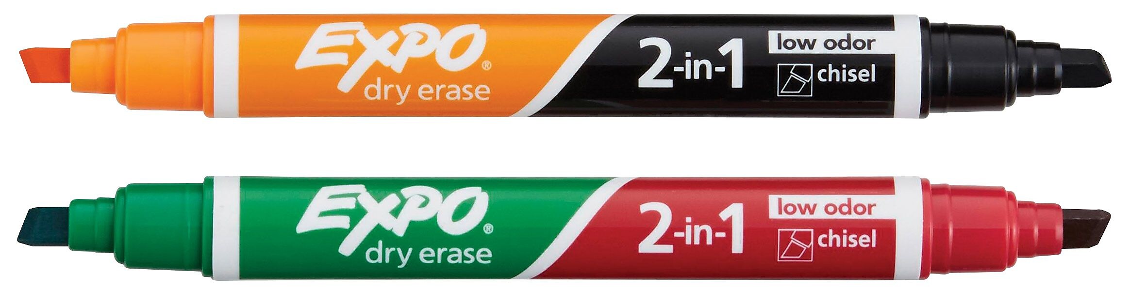 Expo 2-in-1 Dry Erase Markers, Chisel Tip, Assorted, 2/Pack