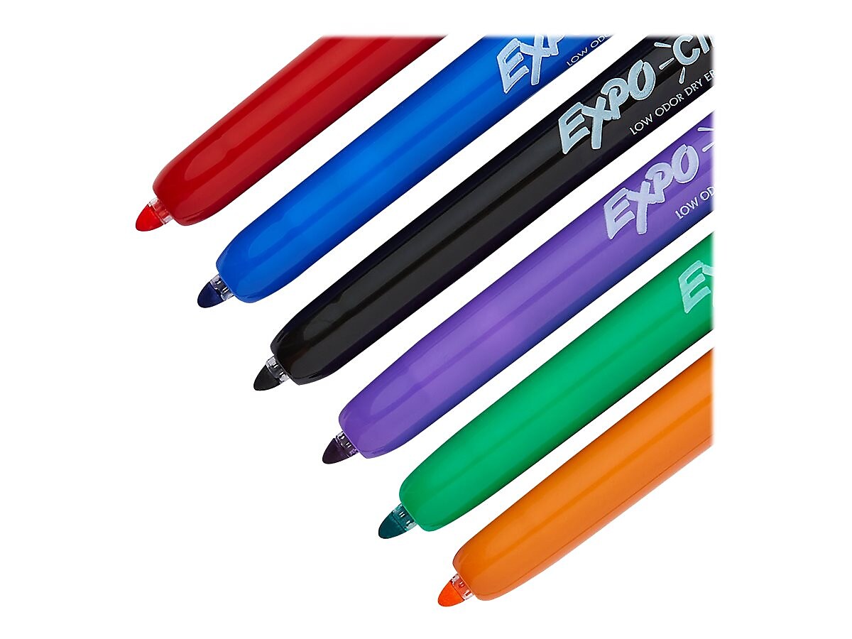 Expo Click Dry Erase Markers, Fine Tip, Assorted, 6/Pack