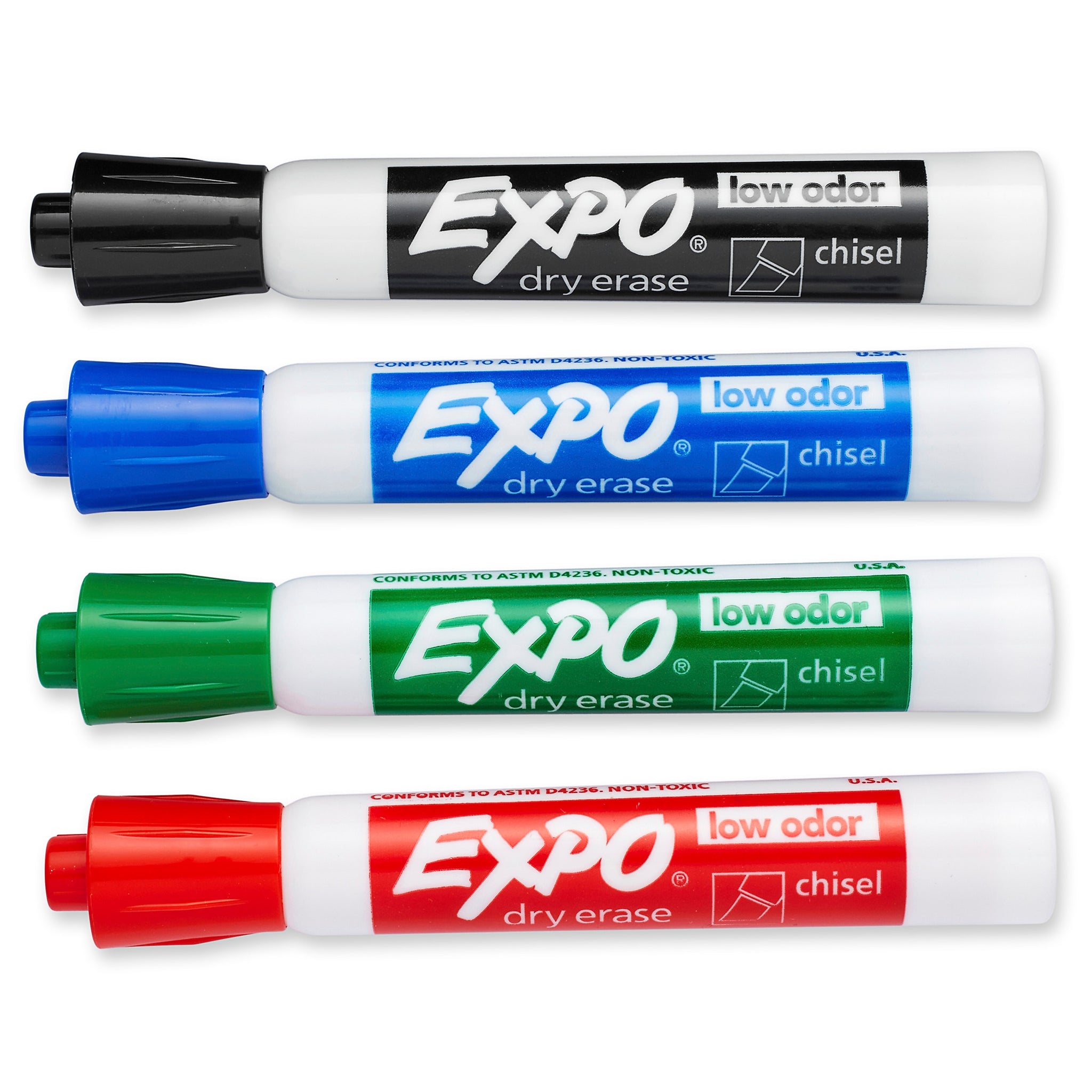 Expo Dry Erase Marker, Chisel Point, Assorted, 4/Pack