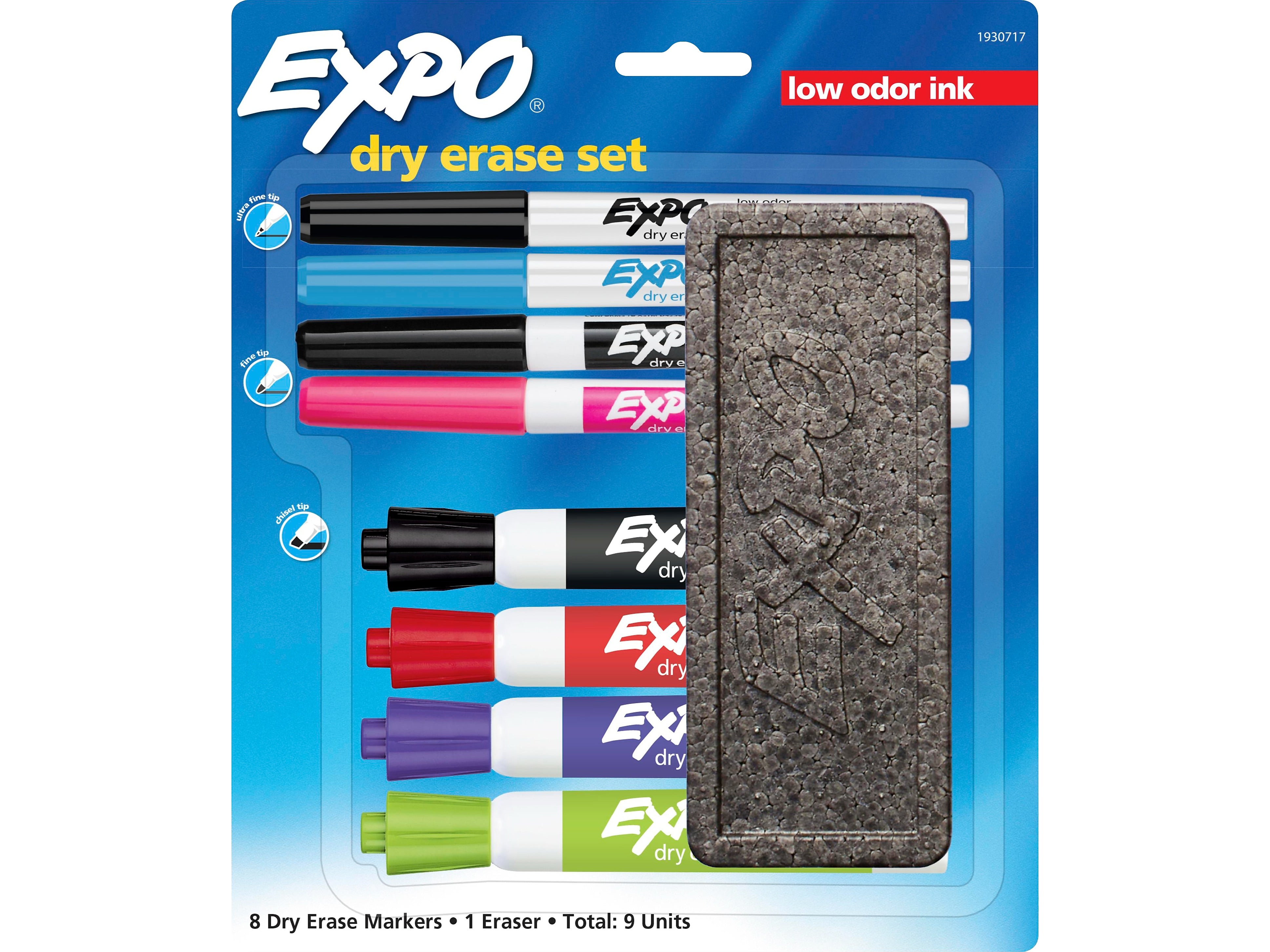 Expo Dry Erase Markers, Assorted Tips, Assorted Colors, 8/Pack
