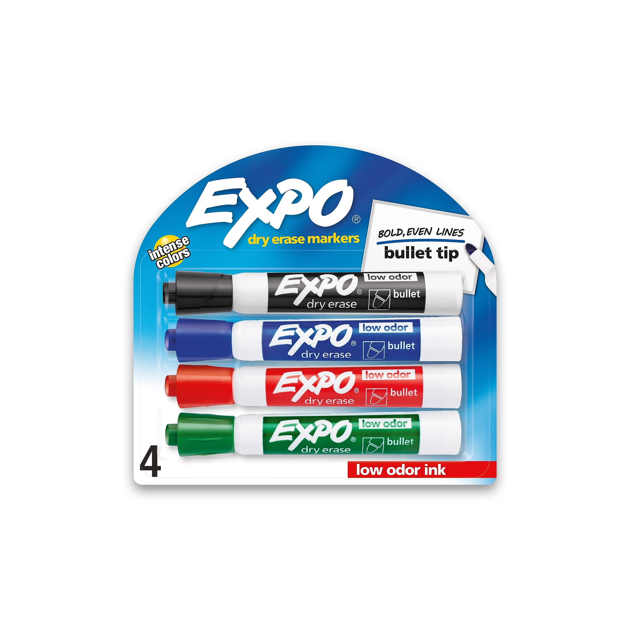 Expo Dry Erase Markers, Bullet Tip, Assorted, 4/Pack