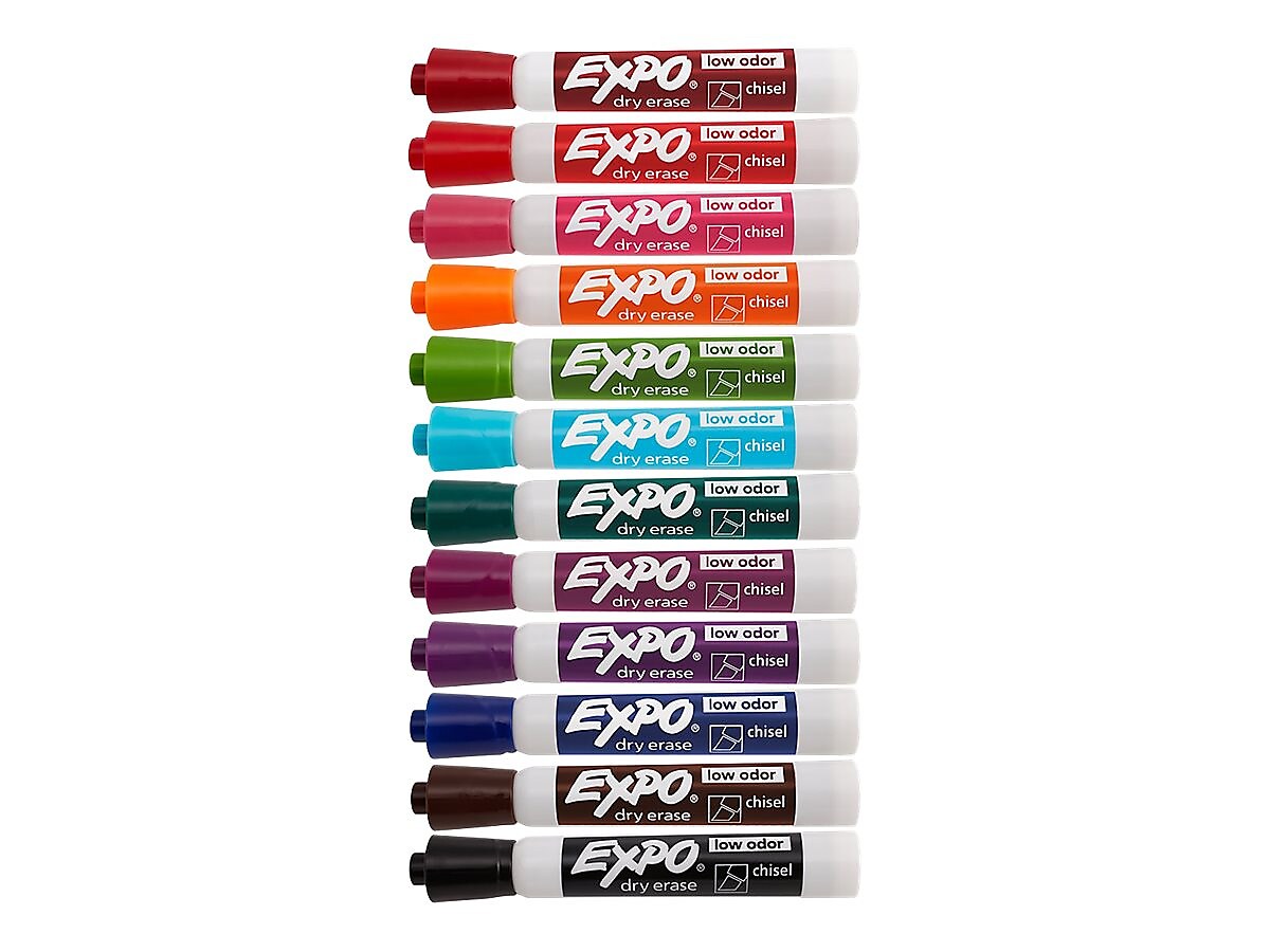 Expo Dry Erase Markers, Chisel Tip, Assorted, 12/Pack